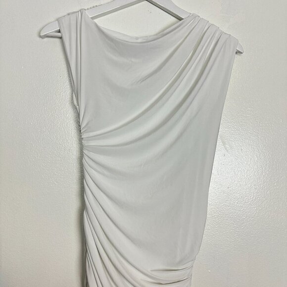 NAKED WARDROBE Ruched One-Shoulder Gown in White Size Medium - Picture 9 of 14
